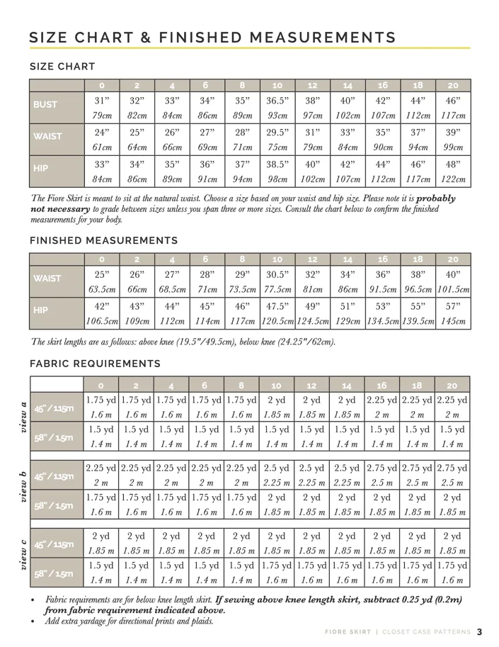 Fiore Skirt - Closet Core Sewing Pattern (English)