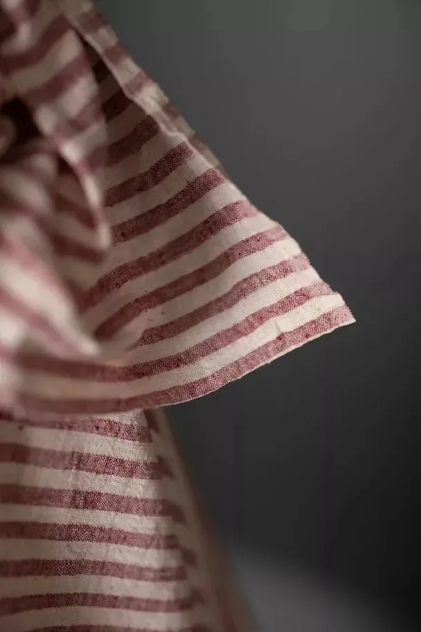 Organic Indian Cotton - Red Dust Slub Stripe