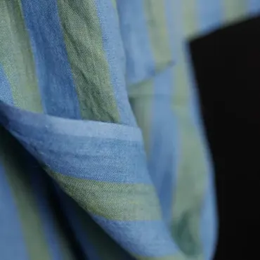 Leinen Washed - Blue Green Pastel Stripe
