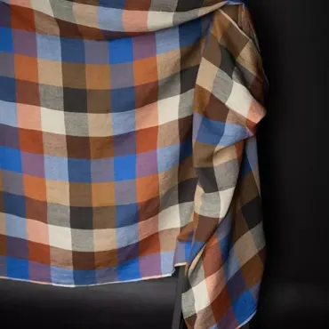 Leinen Washed - Electro Blues Check