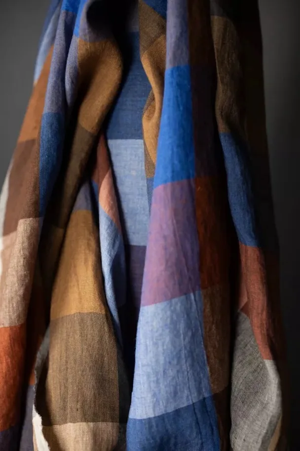 Leinen Washed - Electro Blues Check