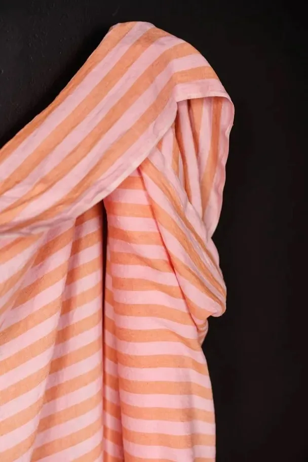 Leinen Washed - Mallow Stripe Pink Orange