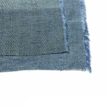 Leinen Chevron - Blau Hellgold