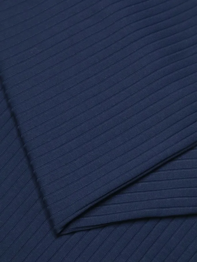 Organic Wide Derby Rib Jersey - Indigo Night