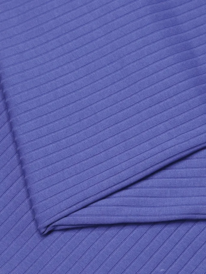 Organic Wide Derby Rib Jersey - Violet Blue
