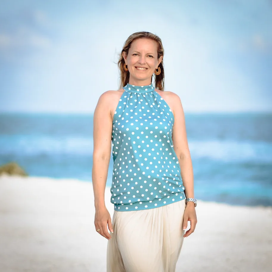 Organic Jersey - Pretty Woman Beach House Blue