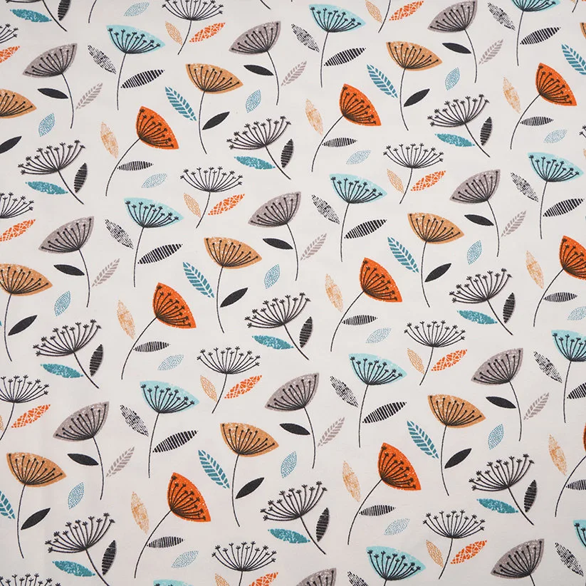 Organic Jersey - Retro Flowers White