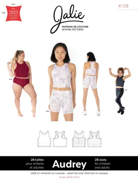 Audrey Cropped Workout Top - Jalie Sewing Pattern (English/French)