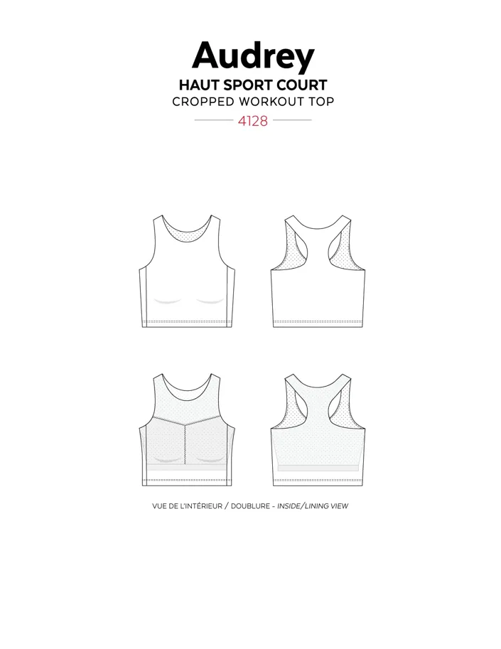 Audrey Cropped Workout Top - Jalie Sewing Pattern (English/French)