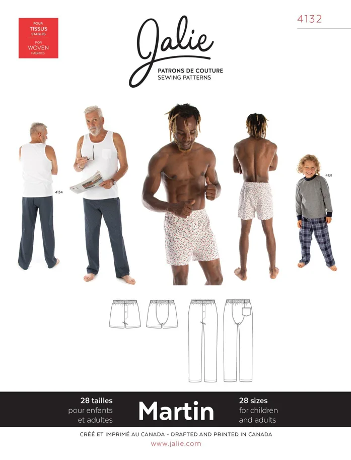 Martin Lounge Pants and Boxershorts - Jalie Sewing Pattern (English/French)