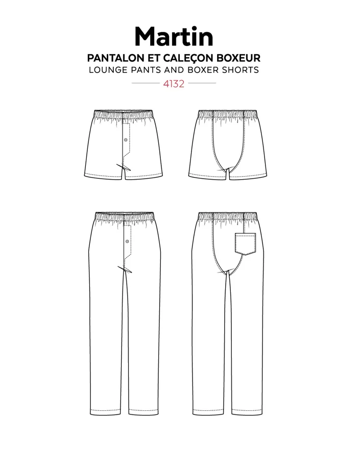Martin Lounge Pants and Boxershorts - Jalie Sewing Pattern (English/French)