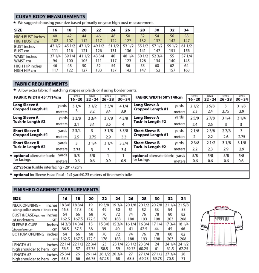 Regalia Blouse 16-34 - Sew House Seven Schnittmuster (Englisch)