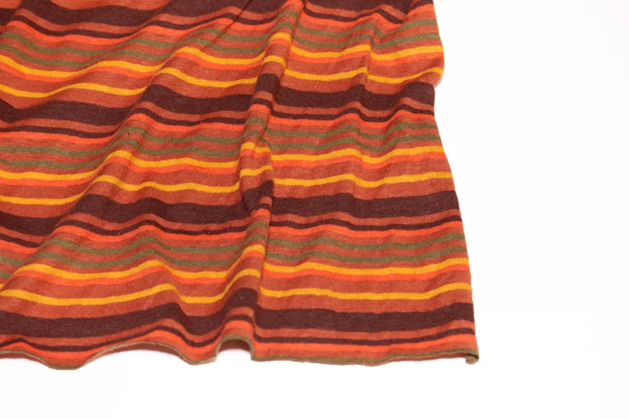 RESTSTÜCK 0.35m Hanf Jersey - Funky Brown Stripe