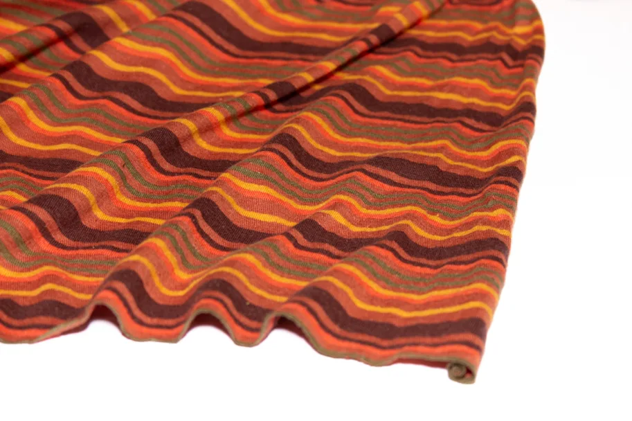 RESTSTÜCK 0.35m Hanf Jersey - Funky Brown Stripe