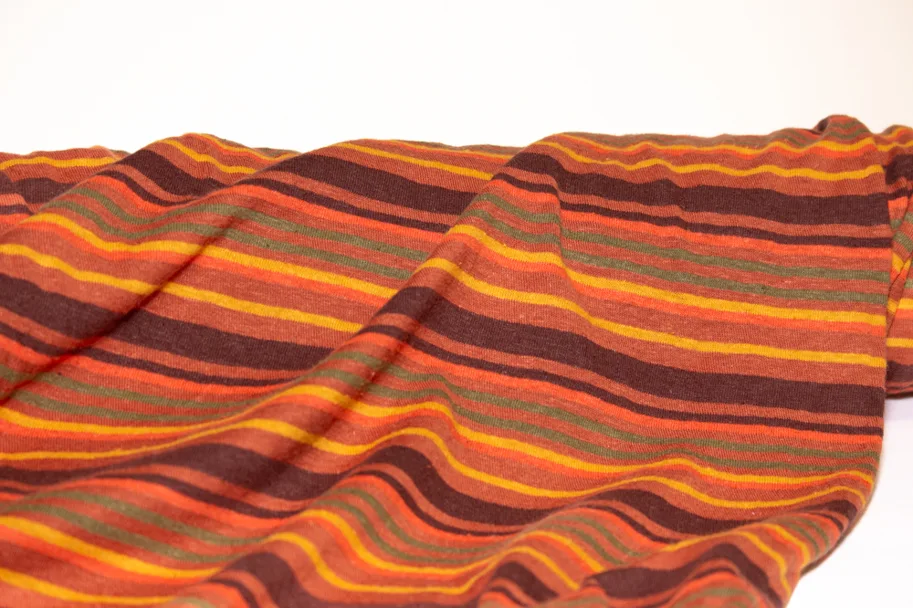 RESTSTÜCK 0.35m Hanf Jersey - Funky Brown Stripe