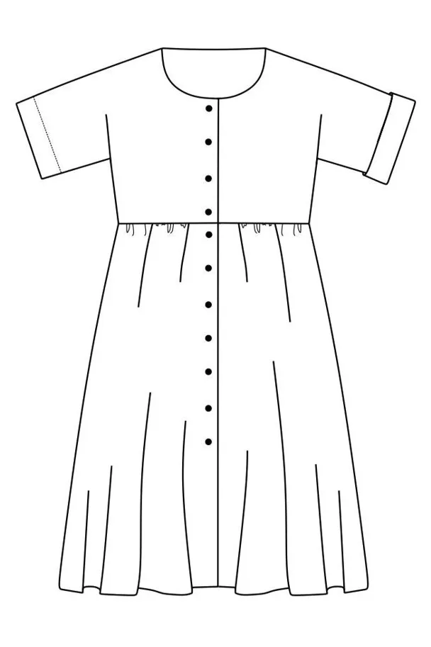 No85 gerafftes Kleid mit T-Ärmel - Trendschnitt Schnittmuster