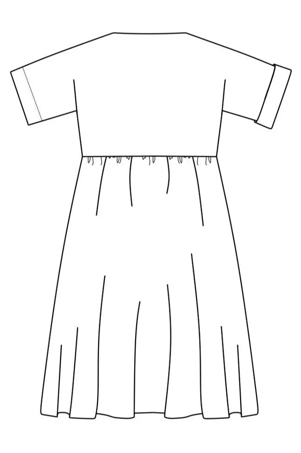 No85 gerafftes Kleid mit T-Ärmel - Trendschnitt Schnittmuster