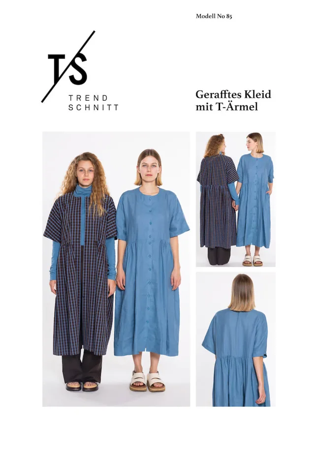 No85 gerafftes Kleid mit T-Ärmel - Trendschnitt Schnittmuster