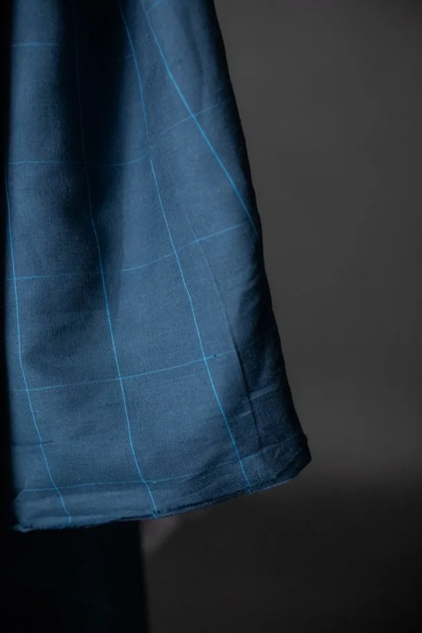 Organic Cotton Linen - Rock-A-Nore Blue Window Pane