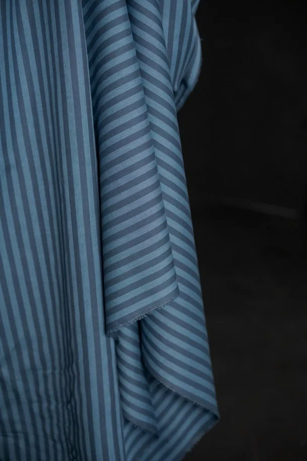 Organic Cotton Linen - Tully Blue Stripe