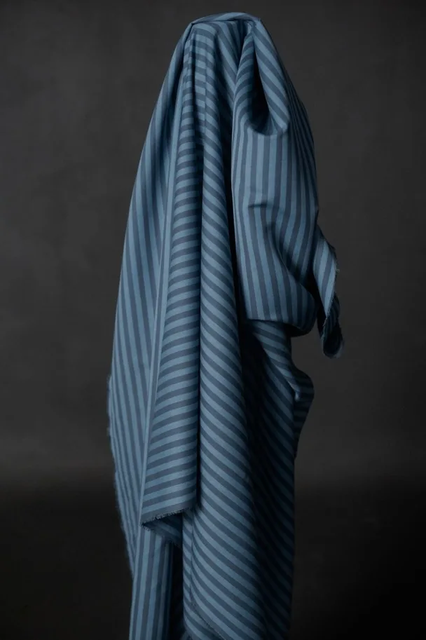 Organic Cotton Linen - Tully Blue Stripe