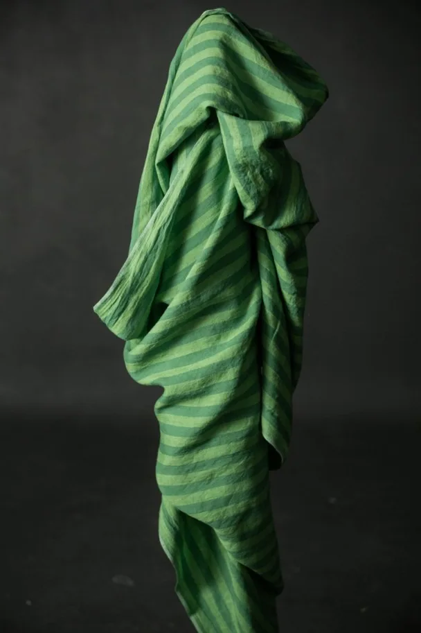 Linen Washed - Aloe Green Stripe