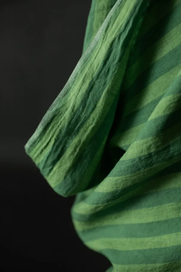 Linen Washed - Aloe Green Stripe