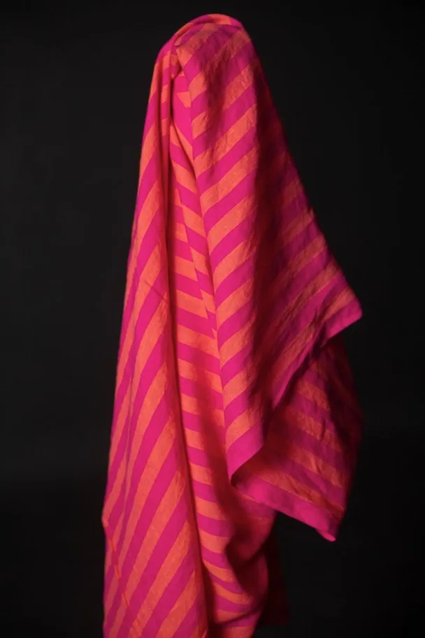 Linen Washed - Whirly Pops Pink Stripe