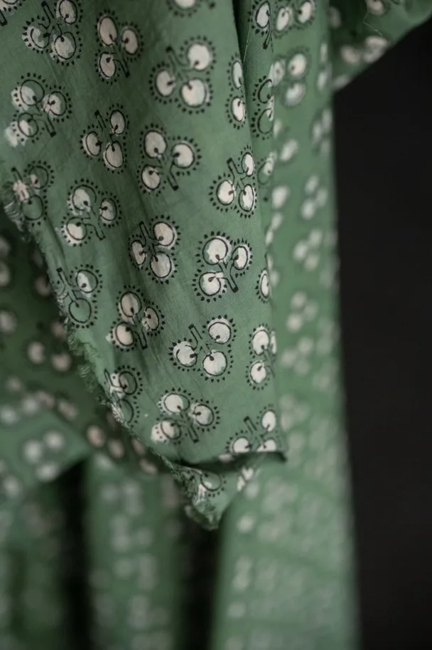 Organic Indian Blockprint - Mallydam Green Orchard