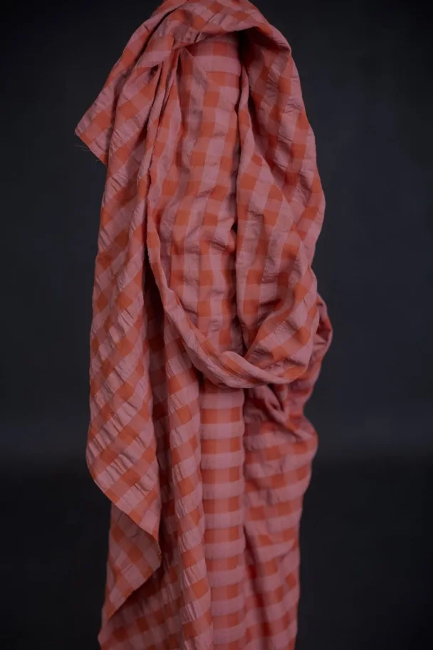 Organic Seersucker - Flush Pink Gingham