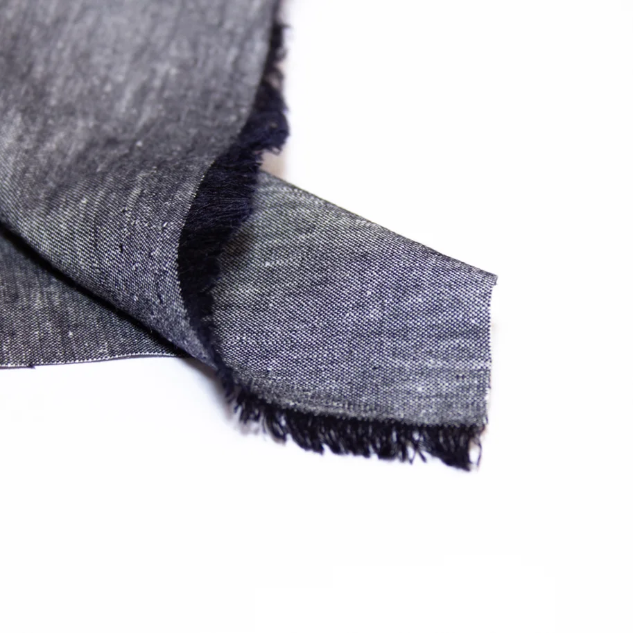 Linen Lyocell Chambray Stretch - Dark Blue Melange