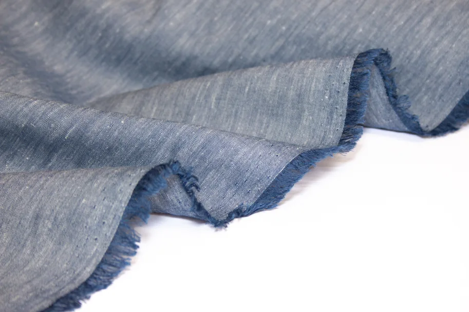 Linen Lyocell Chambray Stretch - Light Blue Melange