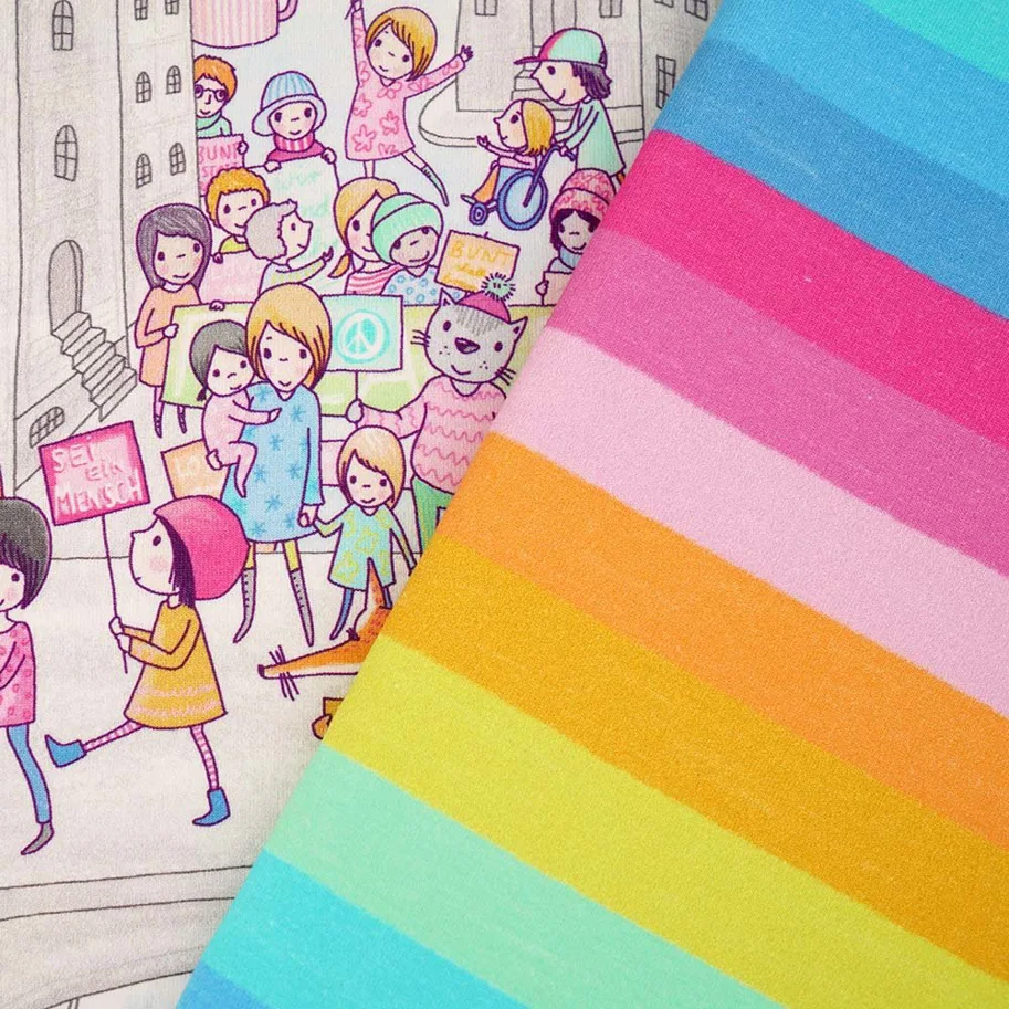 Organic Jersey - Regenbogen Streifen Susalabim