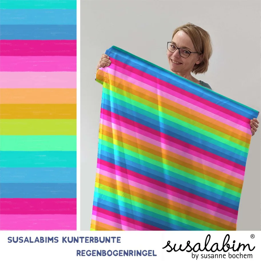 Organic Jersey - Regenbogen Streifen Susalabim