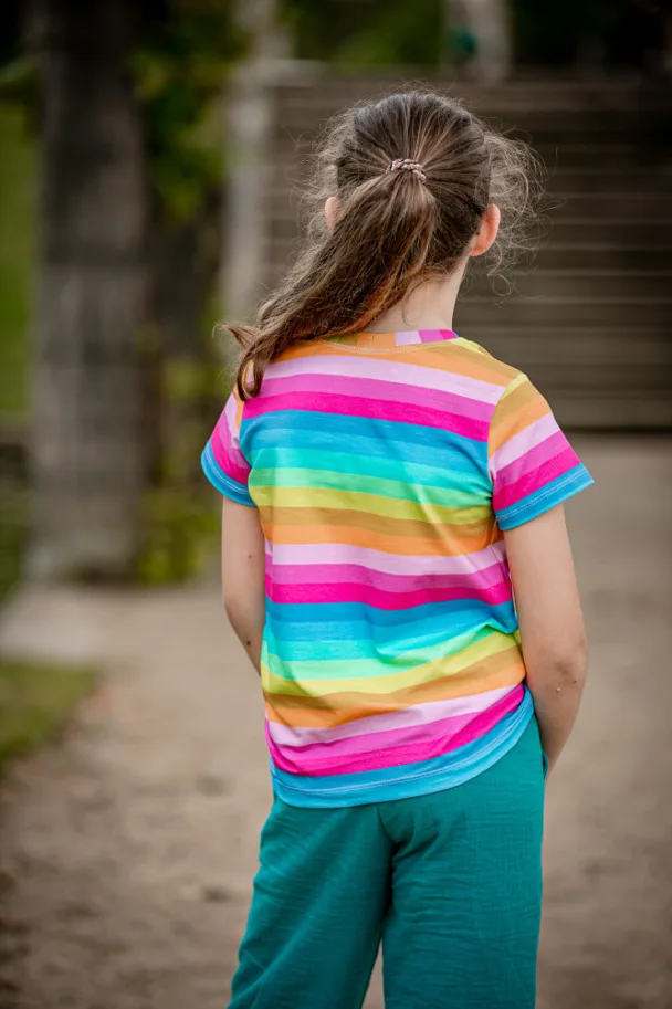 Organic Jersey - Regenbogen Streifen Susalabim