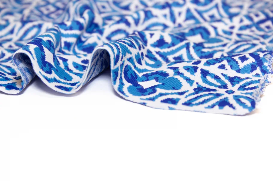 Deadstock Badestoff Sportjersey - Azulejo Blue