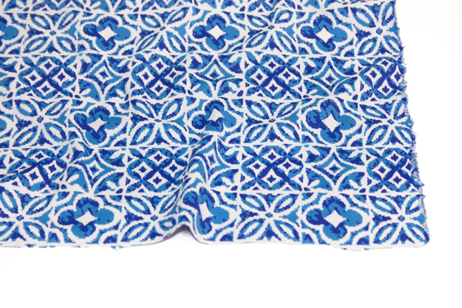 Deadstock Badestoff Sportjersey - Azulejo Blue