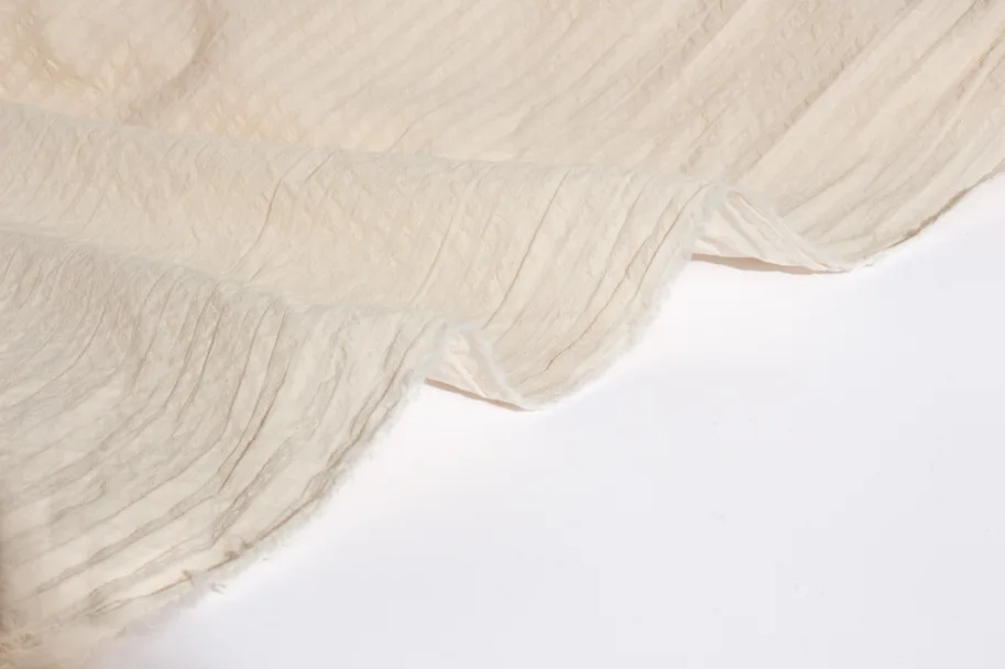 Organic Cotton Seersucker - Alabaster White