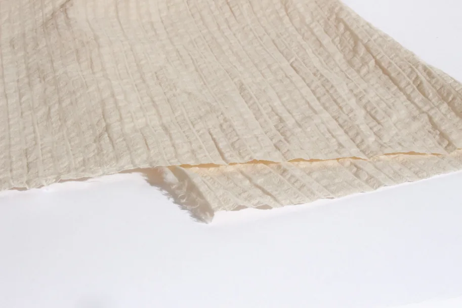 Organic Cotton Seersucker - Alabaster White