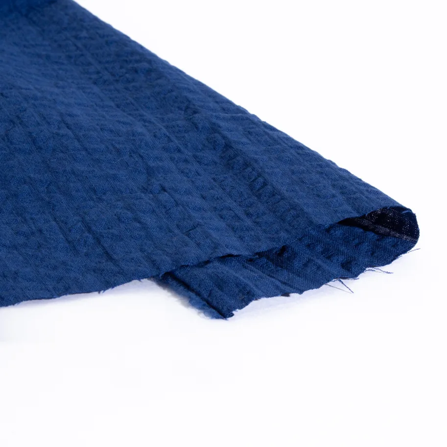 Organic Cotton Seersucker - Azure Blue