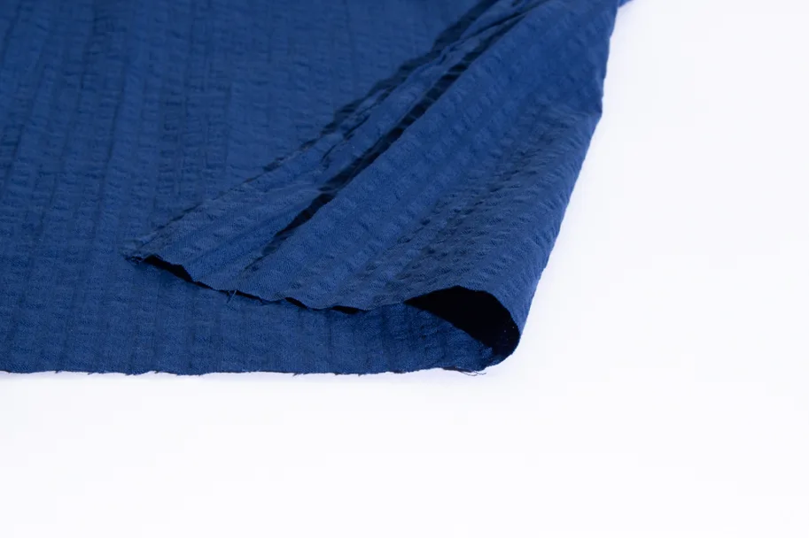 Organic Cotton Seersucker - Azure Blue
