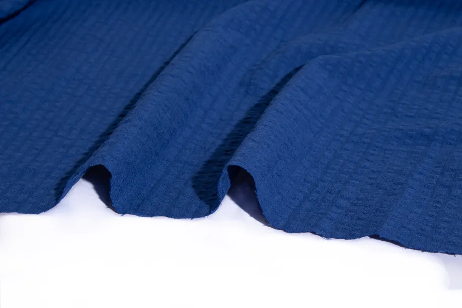 Organic Cotton Seersucker - Azure Blue