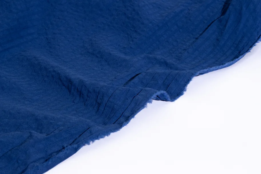 Organic Cotton Seersucker - Azure Blue