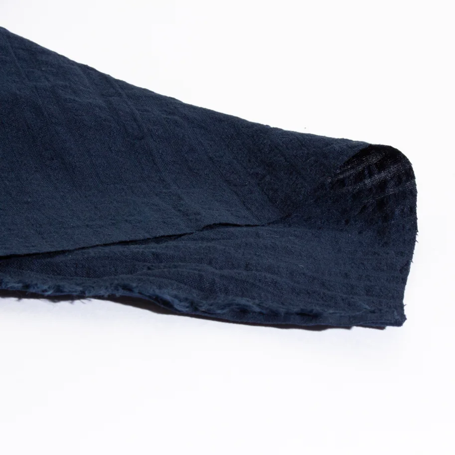 Organic Cotton Seersucker - Dark Aegean Blue