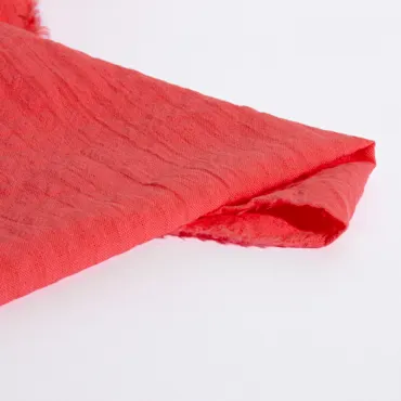 Organic Cotton Seersucker - Hot Coral