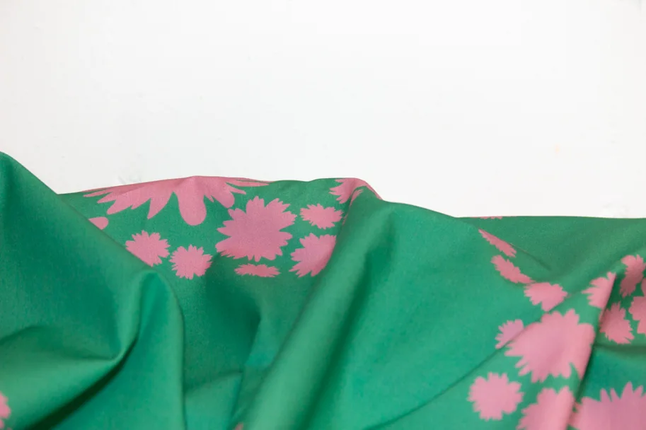 Organic Cotton Poplin - Embrace Green Pink