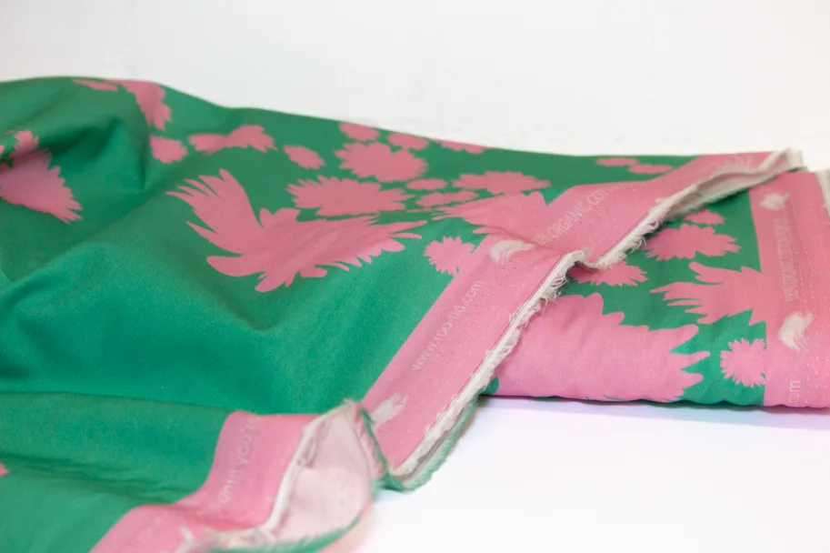 Organic Cotton Poplin - Embrace Green Pink