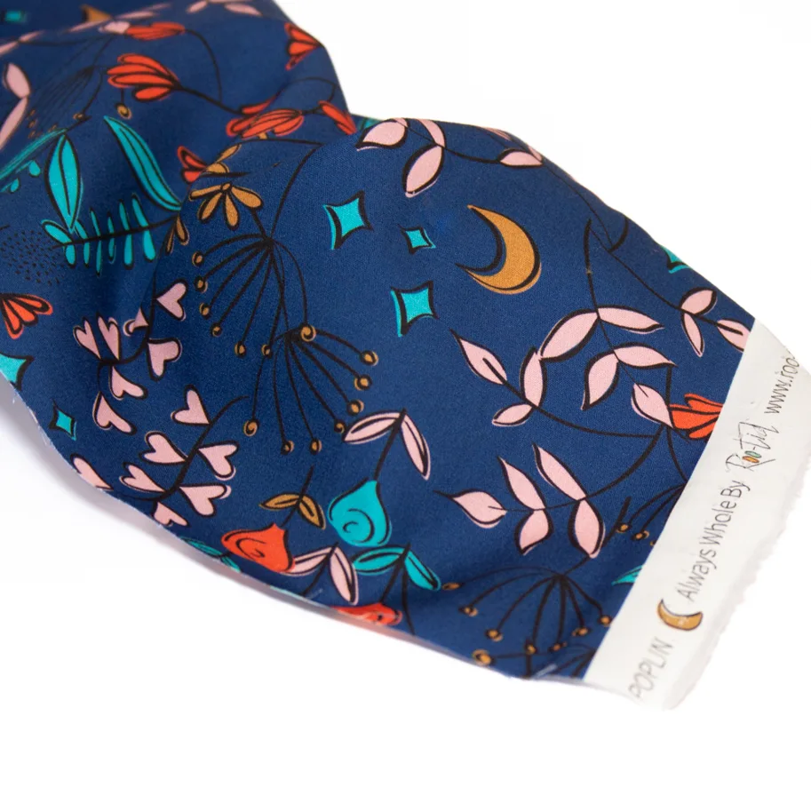 Organic Cotton Poplin - Moon Magic Cobalt
