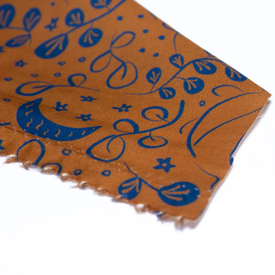 Organic Cotton Poplin - Narwhale Ochre Blue