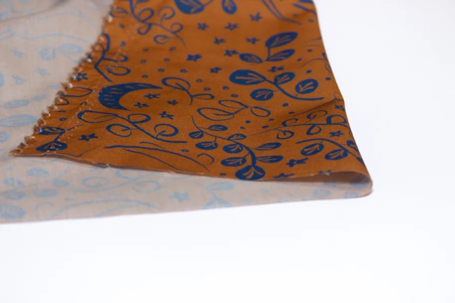 Organic Cotton Poplin - Narwhale Ochre Blue